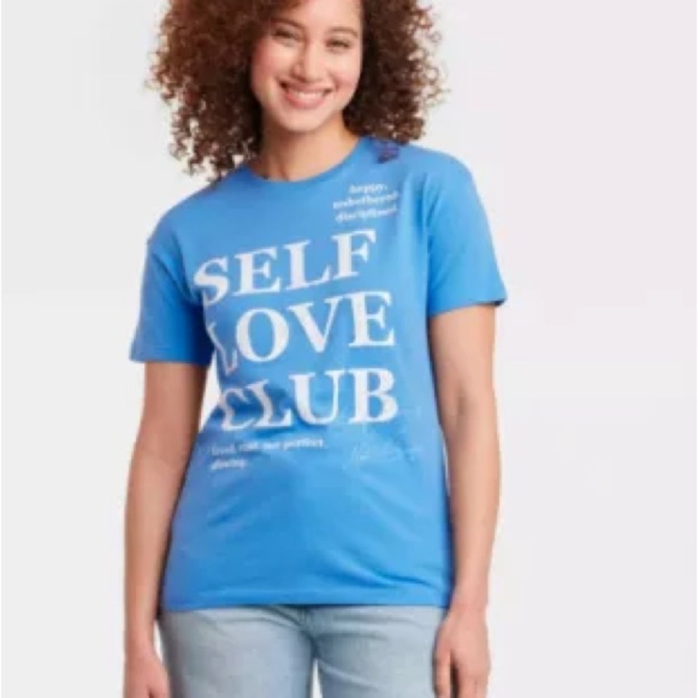 NEW Grayson Threads Women's Blue Self Love Club Graphic T-Shirt Size 2XL (L)